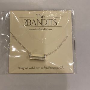 NWT The 2 Bandits Silver Necklace with white stone